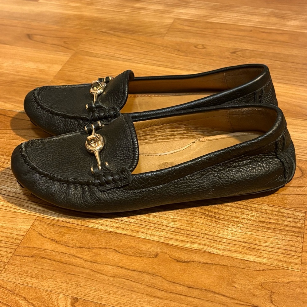 Coach Arlene Turnlock Pebble Grain Black Leather Loafers Sz 6.5B - Picture 2 of 10